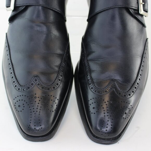 Crockett & Jones Chadwick Black Leather Monk Strap Dress Shoes (8 US) - Picture 5 of 12